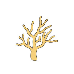 褐色した枝状ミドリイシのイラスト