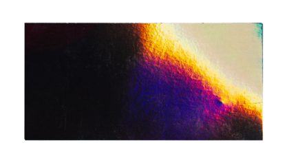 Vintage rectangle holographic shiny sticker. Original foil hologram label seal. Realistic photography, png isolated on transparent background.