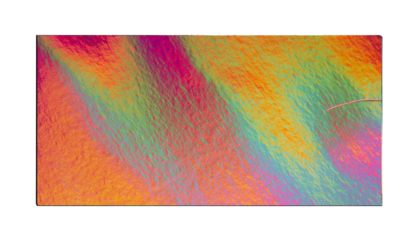 Vintage rectangle holographic shiny sticker. Original foil hologram label seal. Realistic photography, png isolated on transparent background.