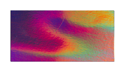 Vintage rectangle holographic shiny sticker. Original foil hologram label seal. Realistic photography, png isolated on transparent background.