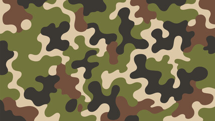 Fototapeta premium A seamless camouflage pattern featuring organic shapes in shades of green brown and beige for concealment use