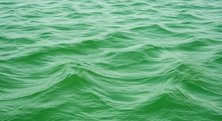 Obraz premium Green colored water surface with small waves. Rippled sea background, ocean texture or lake water. Abstract liquid surface for overlay.