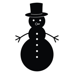 Snowman Silhouette Vector Minimal Winter and Christmas Icon for Holiday Design
