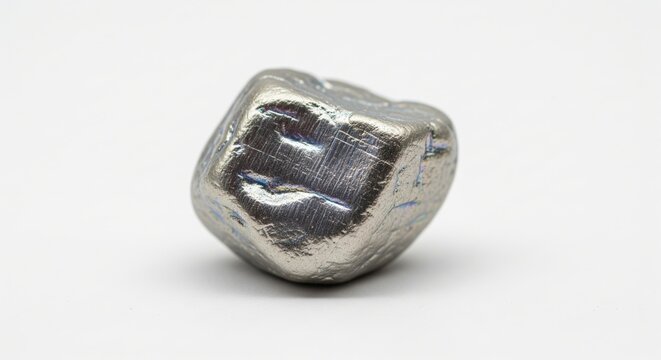 Raw iridium metal nugget on white background