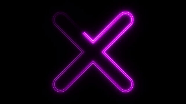 Glowing neon delete button animation on black background for user interface design projects. glowing, icon, negative, neon, no, signs, stop, symbol, wrong, abstract, animation, background,
