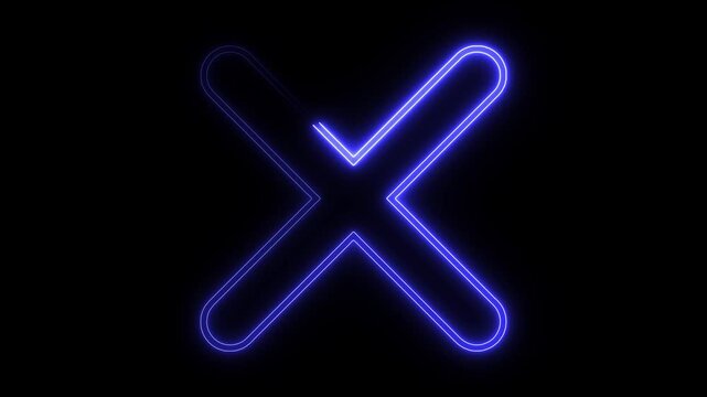 Glowing neon delete button animation on black background for user interface design projects. glowing, icon, negative, neon, no, signs, stop, symbol, wrong, abstract, background, black, 