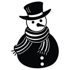 Snowman Silhouette Vector Minimal Winter and Christmas Icon for Holiday Design