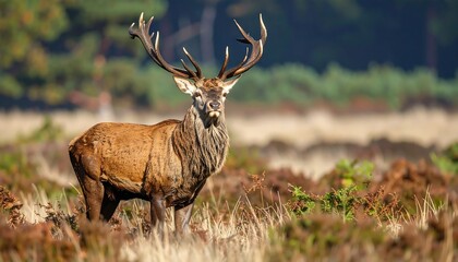 Majestic stag in autumnal landscape (1)
