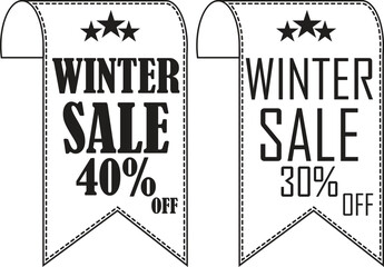 Winter Sale Banner line art Icon. Winter sale vector poster design with sale text. Vector illustration. Hanging tag for design of flyers with discount offers and special seasonal retail promotion.
