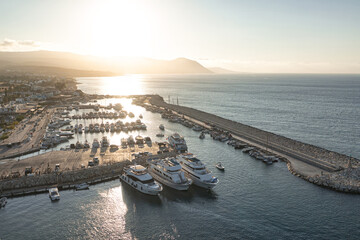 Latchi harbour and marina, Polis, Cyprus at golden hour