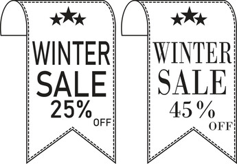 Winter Sale Banner line art Icon. Winter sale vector poster design with sale text. Vector illustration. Hanging tag for design of flyers with discount offers and special seasonal retail promotion.