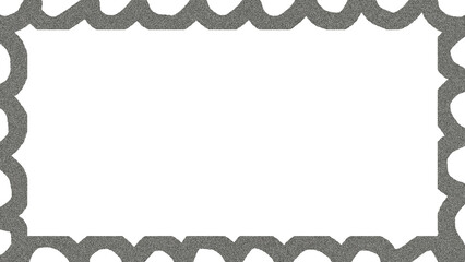 Abstract black glitter frame with scalloped edge isolated on transparent background, perfect for adding text or images to your designs