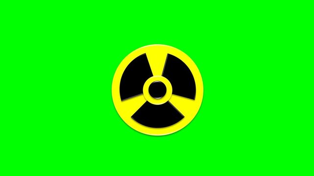 animated illustration of a radioactive hazard warning sign