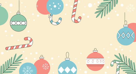 Christmas ornaments candy canes snowflakes holiday season winter festive background