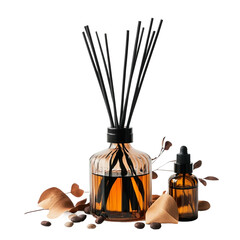  Chic Reed Diffuser Set with Aromatic Oil and Decorative Elements on transparent background.png