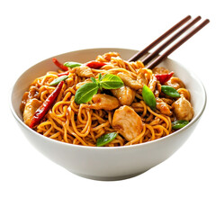 Chicken noodles Chinese dish isolated on transparent background.png