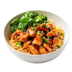 Chicken noodles Chinese dish isolated on transparent background.png
