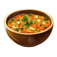  Chicken soup recipe homemade healthy bowl broth parsley delicious food isolated on transparent background.png