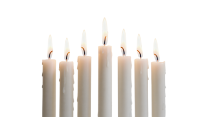 White Burning Taper Candles on White Background – Minimalist Still Life of Light and Calm

Seven Lit Candles in Arc Arrangement – Elegant Studio Composition of Serenity and Glow