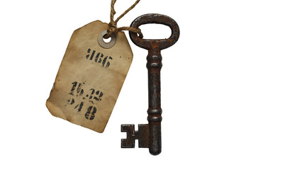 Antique Rusty Skeleton Key with Paper Tag – Vintage Object on White Background

Old Iron Key with Numbered Tag – Rustic Still Life Symbol of Mystery and History