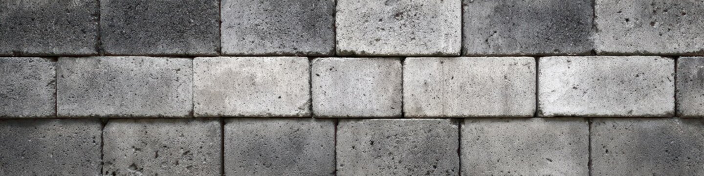 Cinderblock Background. Concrete Block Wall Texture Banner with Grey Stone Wall Design