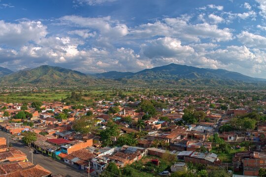 Colombia Cucuta. Panoramic of Village Town Landscape
