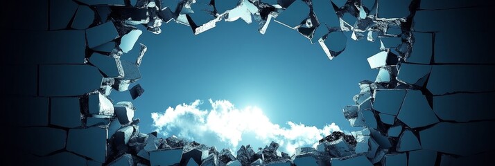 Skylight Breaking Through Shattered Glass A Symbol of Freedom and Hope for Humanity s Future