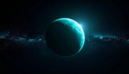 Fototapeta premium Discovering new worlds a vibrant turquoise planet glows majestically against a backdrop of a starry cosmos and distant nebulae