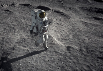 Astronaut exploring the surface of the moon during a historical space mission