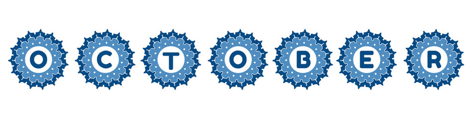 Obraz premium October-themed art, blue style digits for seasonal designs, cards, and digital art
