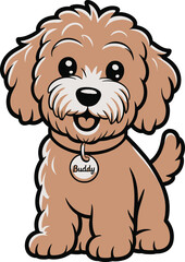 Fototapeta premium Cute cartoon a illustrator vector Labradoodle