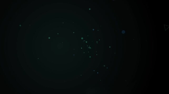 Abstract dark background with scattered blue and teal particles and a faint circular glow