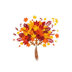 Vibrant autumn tree bursting with fall colors, perfect for seasonal designs and Thanksgiving promotions with bright yellows, reds, and oranges for a warm, festive feel