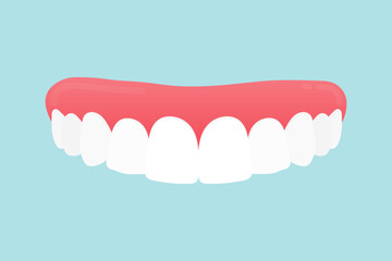 Healthy upper teeth vector illustration. Dental care concept showing clean white teeth without cavities. Oral hygiene and health design.