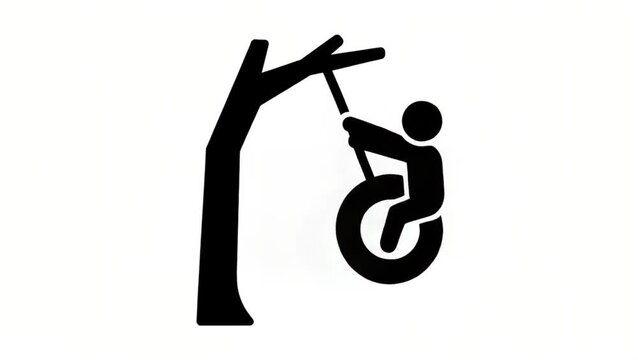 Simple joys of a tree swing icon