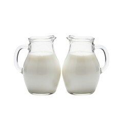 Two pitchers of fresh milk ready for breakfast, offering a healthy and delicious start to the day, perfect for a wholesome lifestyle and nutritional content