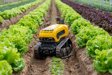 Robotic machine removes weeds in lettuce field with precision and efficiency Generative AI