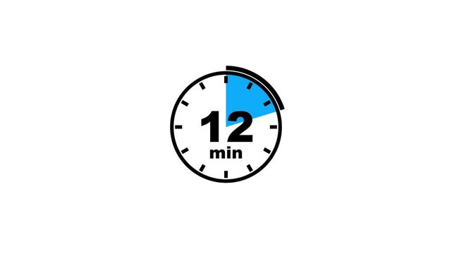 Timer icon indicating 7 minutes with blue progress segment and black dial on white background clock seven