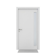 Modern white door with sleek handle and glass panel offering a stylish, inviting entrance for homes or offices, embodying simplicity and contemporary design