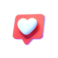 Modern social media like notification icon with glowing heart for engagement