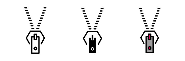 Zipper tool icon Abstract zipper on white background with stroke, filled and colored concept for web design.
