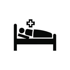 Silhouette of a patient in a hospital bed, representing illness, recovery, and medical care in a healthcare setting