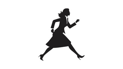 silhouette of a businessman woman running or walking fast 