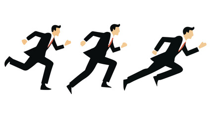 three illustrations of businessman running in different shapes in vector
