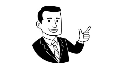 confident businessman pointing on something vector shape illustration 