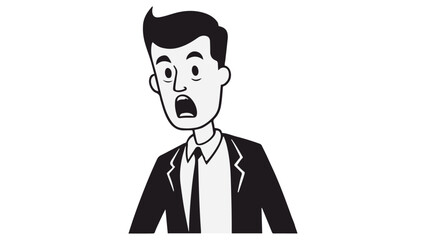 amazed businessman in suit with opened mouth shape vector illustration