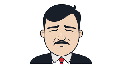 sad business man vector illustration sign with strong sadness expression on the face, sad businessman with strong expression of sadness in suit