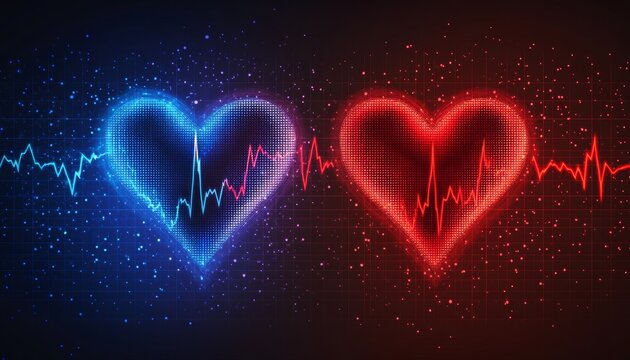Glowing Heartbeat Pulse with Abstract Love Symbolism and Digital Design for Valentine s Health