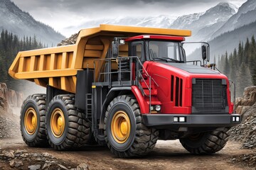 Obraz premium Haul truck transporting ore in mining quarry