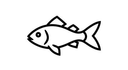 Simple black outline fish icon vector illustration. minimalist marine aquatic animal symbol perfect for web, mobile app, ui, ux, and graphic design elements, clean.